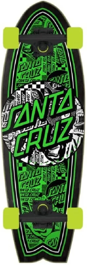 Santa Cruz Skateboards Flier Collage Dot Shark Complete Cruiser Skateboard, 8.8in x 27.7"