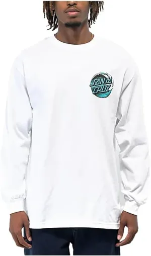 SANTA CRUZ Wave Dot L/S Heavyweight T-Shirt White Lg Mens