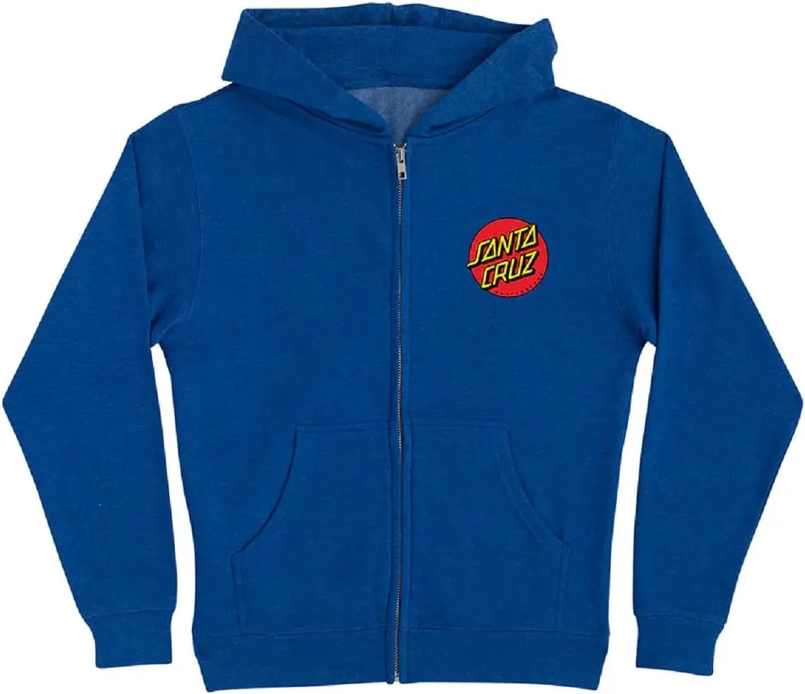 SANTA CRUZ Youth Zip Up Hooded Sweatshirt Classic Dot Youth Skate Zip Up Sweatshirt