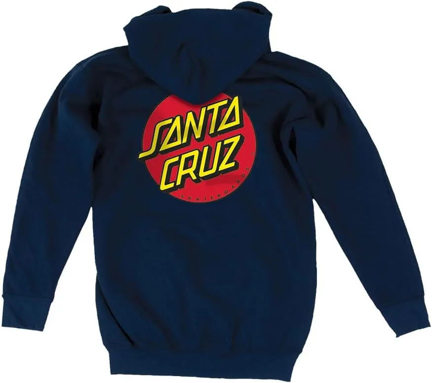 SANTA CRUZ Youth Zip Up Hooded Sweatshirt Classic Dot Youth Skate Zip Up Sweatshirt