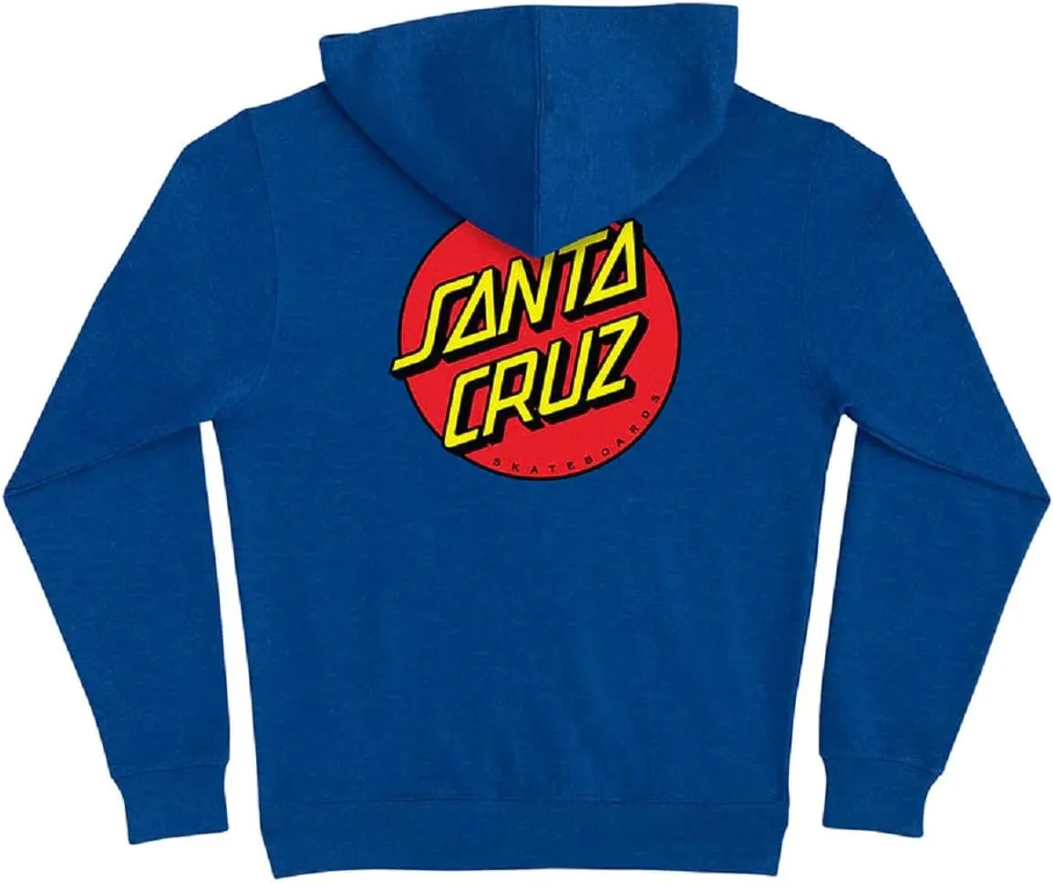 SANTA CRUZ Youth Zip Up Hooded Sweatshirt Classic Dot Youth Skate Zip Up Sweatshirt