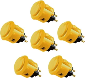 Sanwa 6 pcs OBSF-24 Original Push Button 24mm - for Arcade Jamma Video Game & Arcade Joystick Games Console (Yellow), Use for Arcade Game Machine Cabinet S@NWA