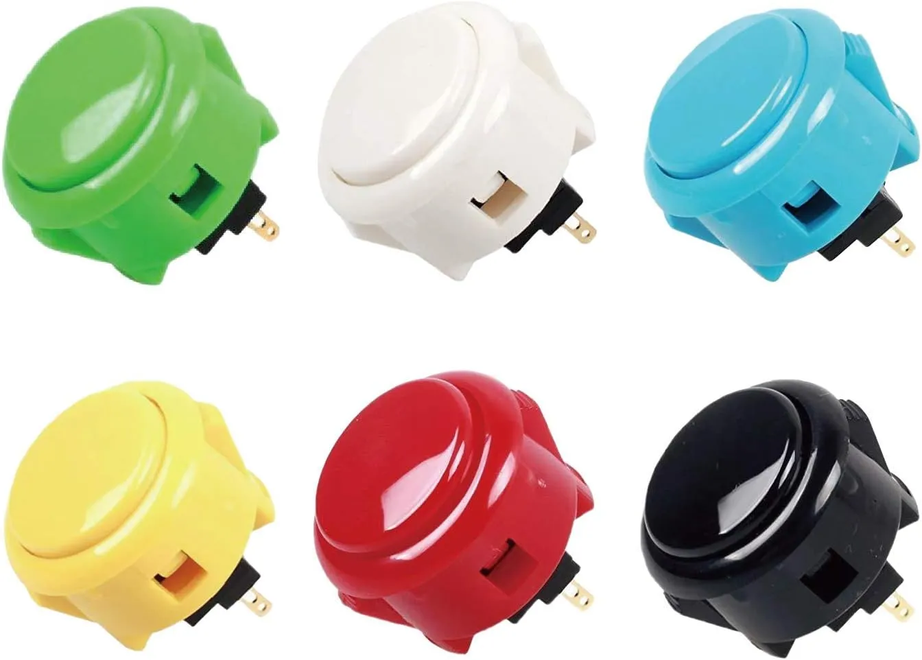 Sanwa 6 pcs OBSF-30 Original Push Button 30mm (Each Color of 1 Pcs) - for Arcade Jamma Video Game & Arcade Joystick Games Console (Color) S@NWA