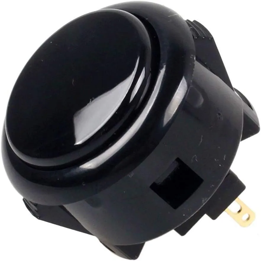 SANWA 6 pcs OBSF-30 Original Push Button 30mm - for Arcade Jamma Video Game & Arcade Joystick Games Console (Black) S@NWA