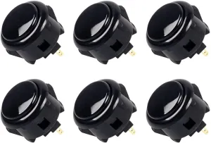 SANWA 6 pcs OBSF-30 Original Push Button 30mm - for Arcade Jamma Video Game & Arcade Joystick Games Console (Black) S@NWA