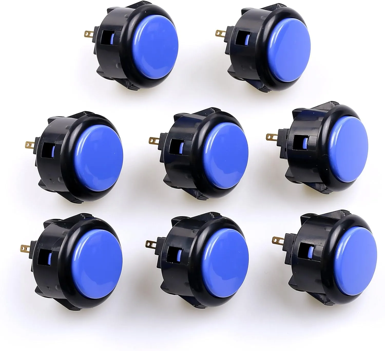 Sanwa 8 pcs OBSF-30 Original Push Button 30mm - for Arcade Jamma Video Game & Arcade Joystick Games Console (Black & Blue), Use for Arcade Game Machine Cabinet S@NWA