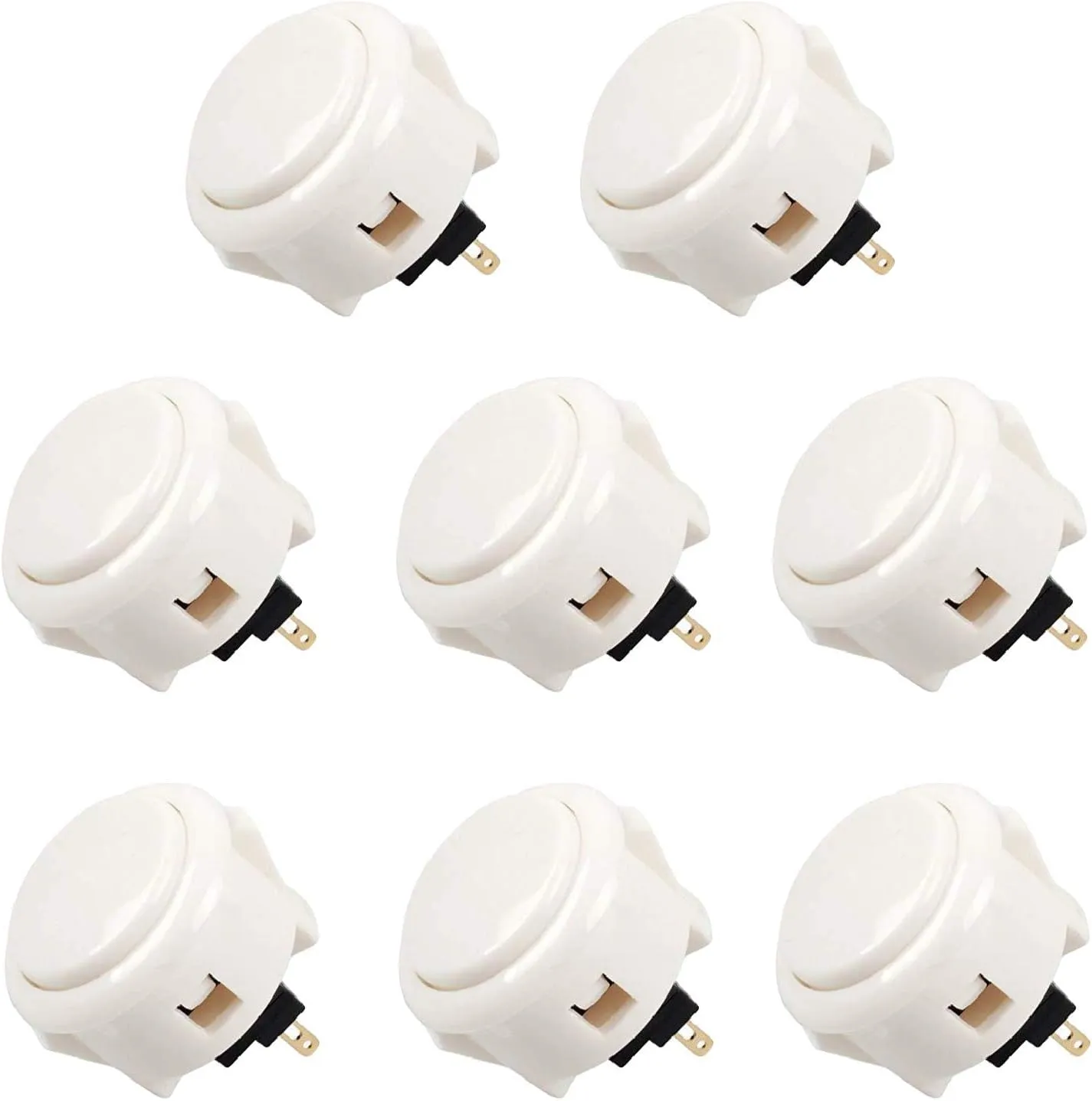 Sanwa 8 pcs OBSF-30 Original Push Button 30mm - for Arcade Jamma Video Game & Arcade Joystick Games Console (White) S@NWA