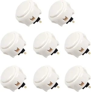 Sanwa 8 pcs OBSF-30 Original Push Button 30mm - for Arcade Jamma Video Game & Arcade Joystick Games Console (White) S@NWA