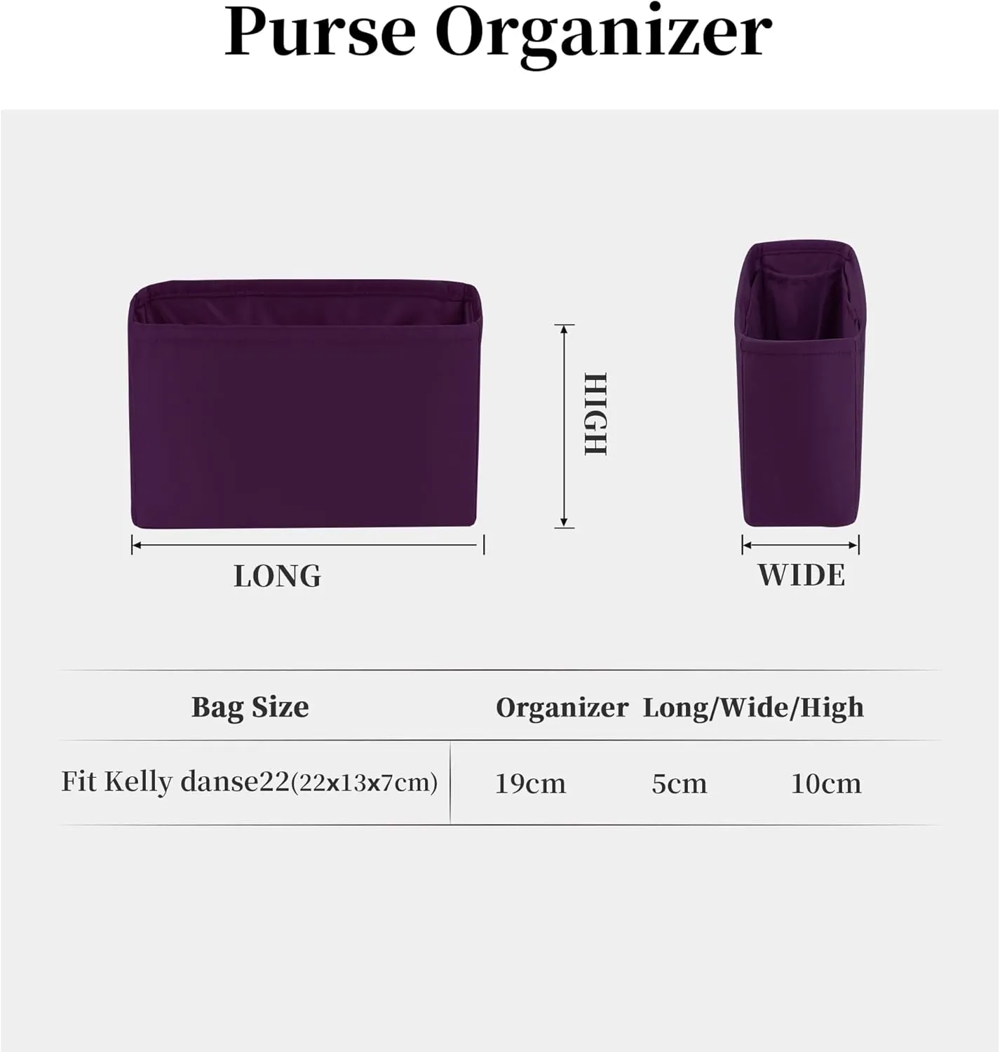Satin Purse Organizer Insert for Kelly Danse, Organizer Insert Compatible with Kelly Danse 22, Purse Accessories for Women, Handbag Organizer with Pockets for Daily Use(Anemone,Danse 22)
