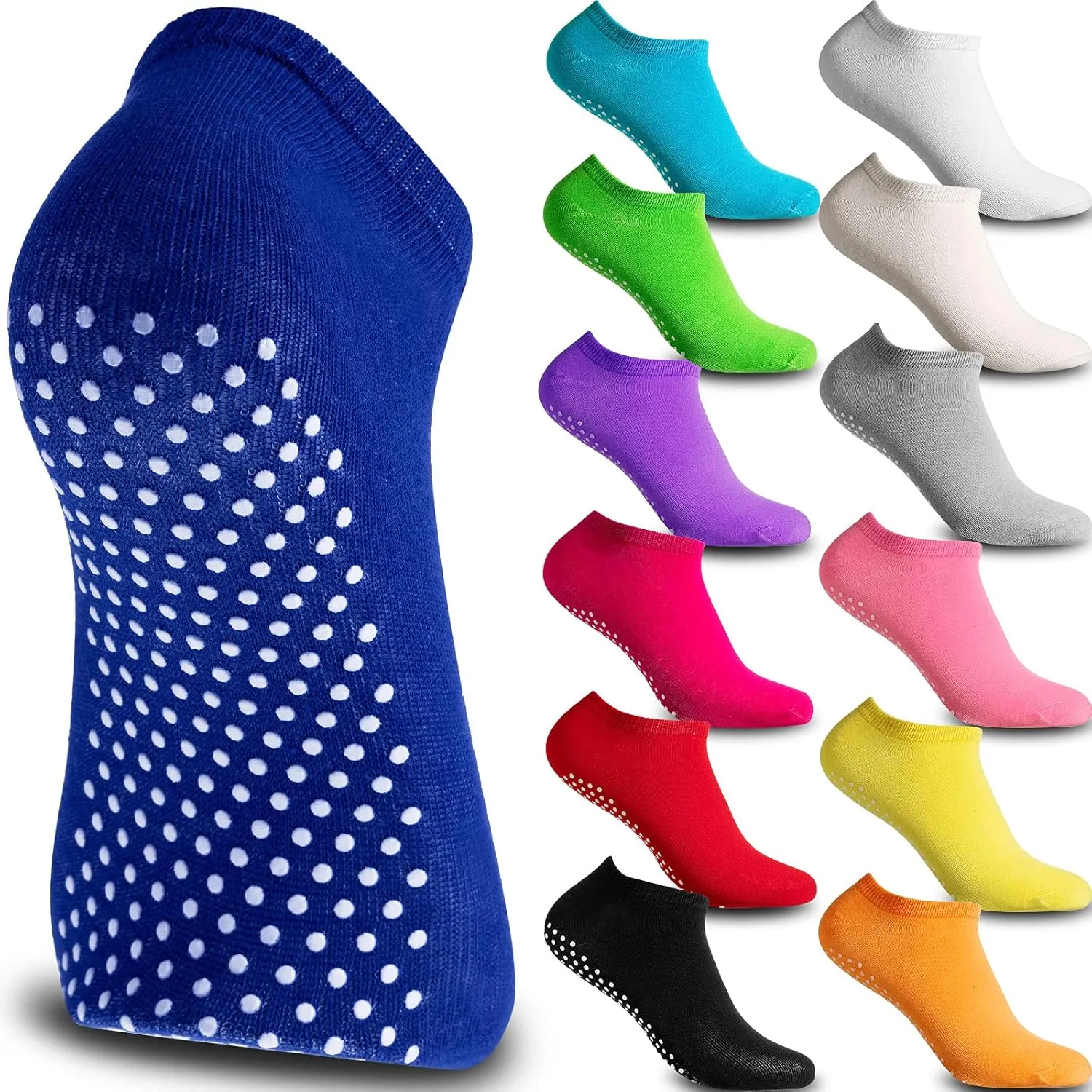 SATINIOR 13 Pairs Non Slip Socks Yoga Pilates Ballet Barre Sticky Grippers Socks for Women Elderly Barefoot Home Hospital Nursing