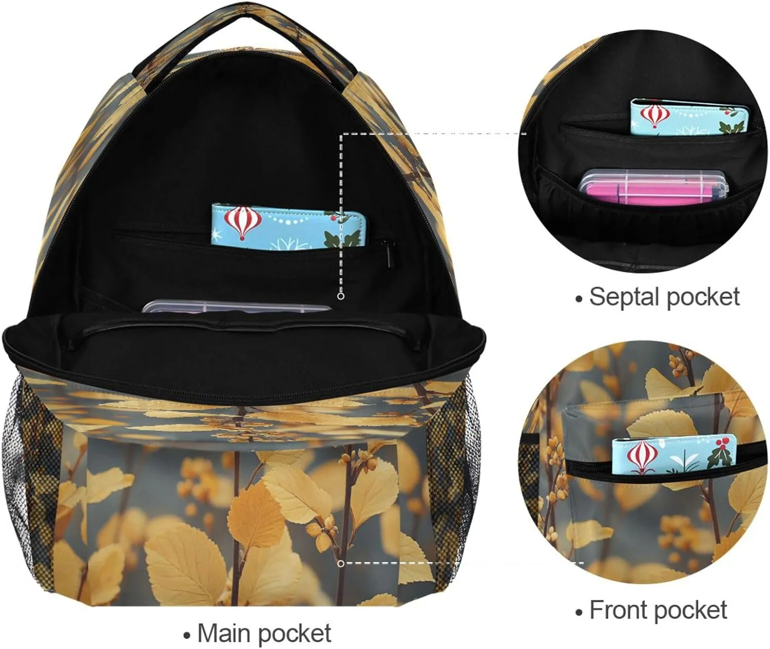 School Backpack for Men Women Fashion Outdoor Backpack with Chest Strap for Travel Trip Marjoram Dark Academia Style