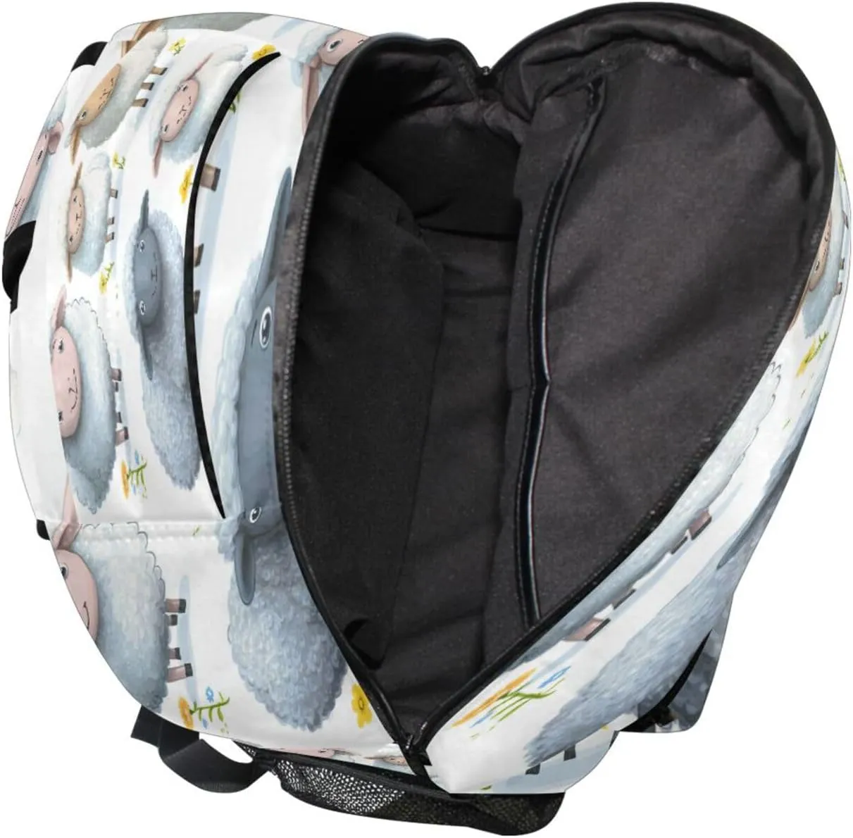School Backpack for Unisex Adult Fashion Outdoor Backpack with Chest Strap for Business Work College Travel Trip Cartoon Sheep White