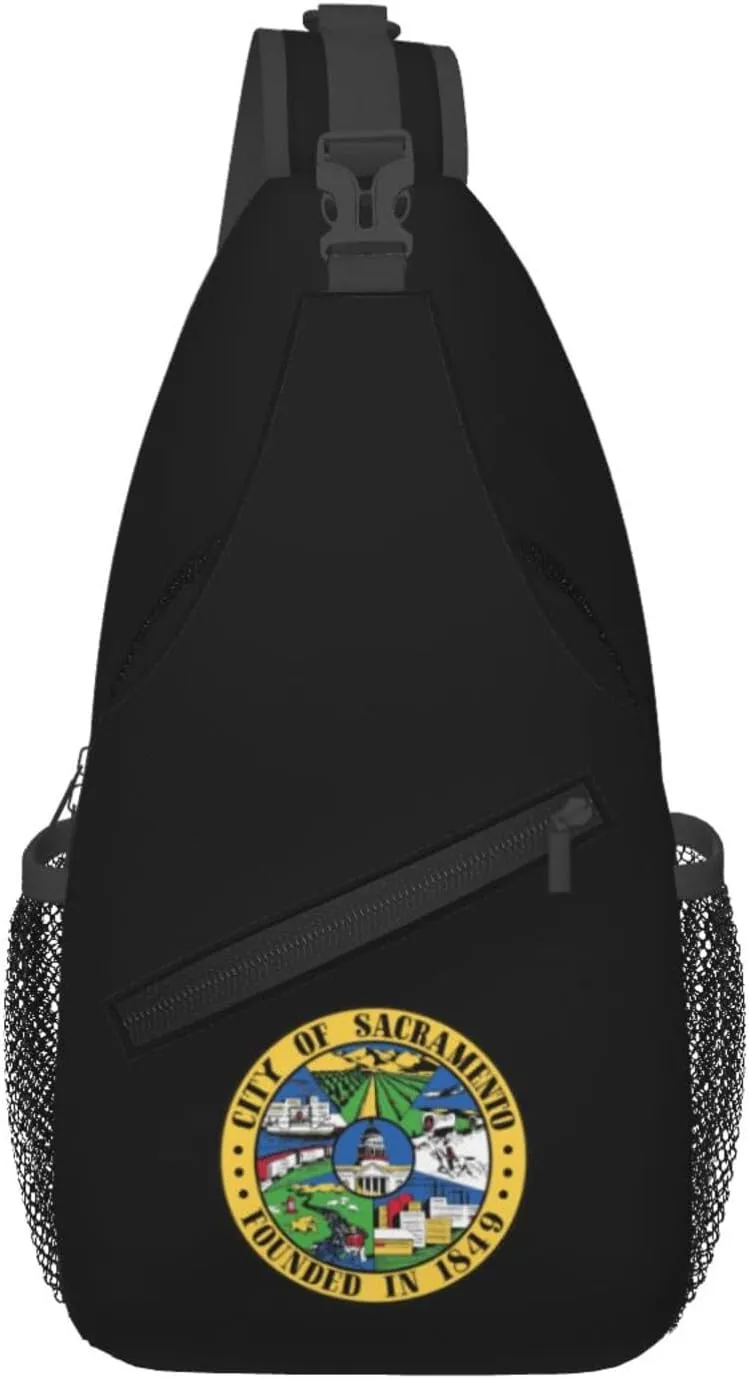 Seal Of Sacramento, California Crossbody Bags For Women Men Chest Backpack Gym Shoulder Bag Travel Outdoor Sports Casual Crossbody Bags