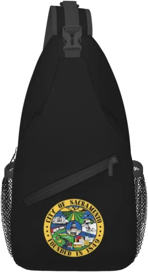 Seal Of Sacramento, California Crossbody Bags For Women Men Chest Backpack Gym Shoulder Bag Travel Outdoor Sports Casual Crossbody Bags