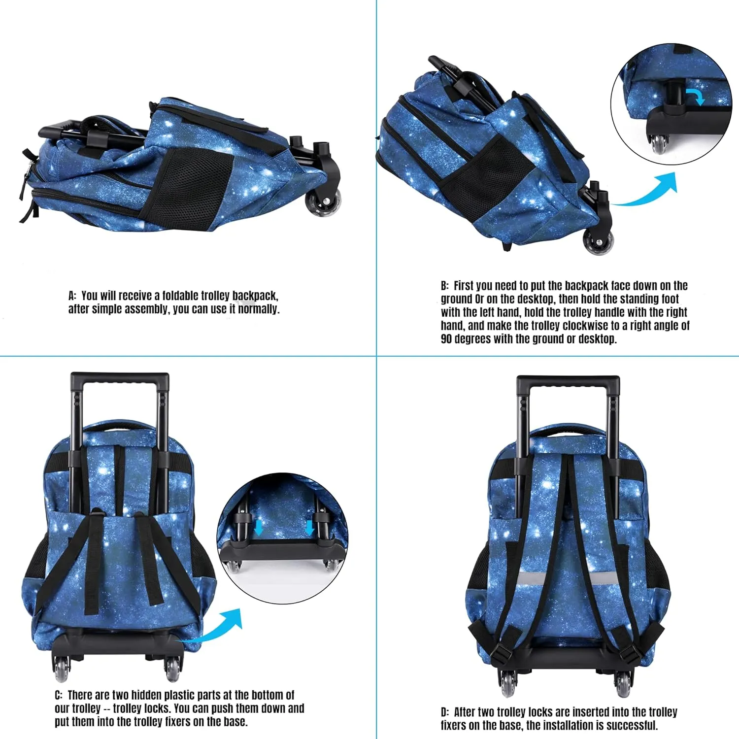 Seastig Kids Wheeled Backpack - 18in Double Handle with Wheels