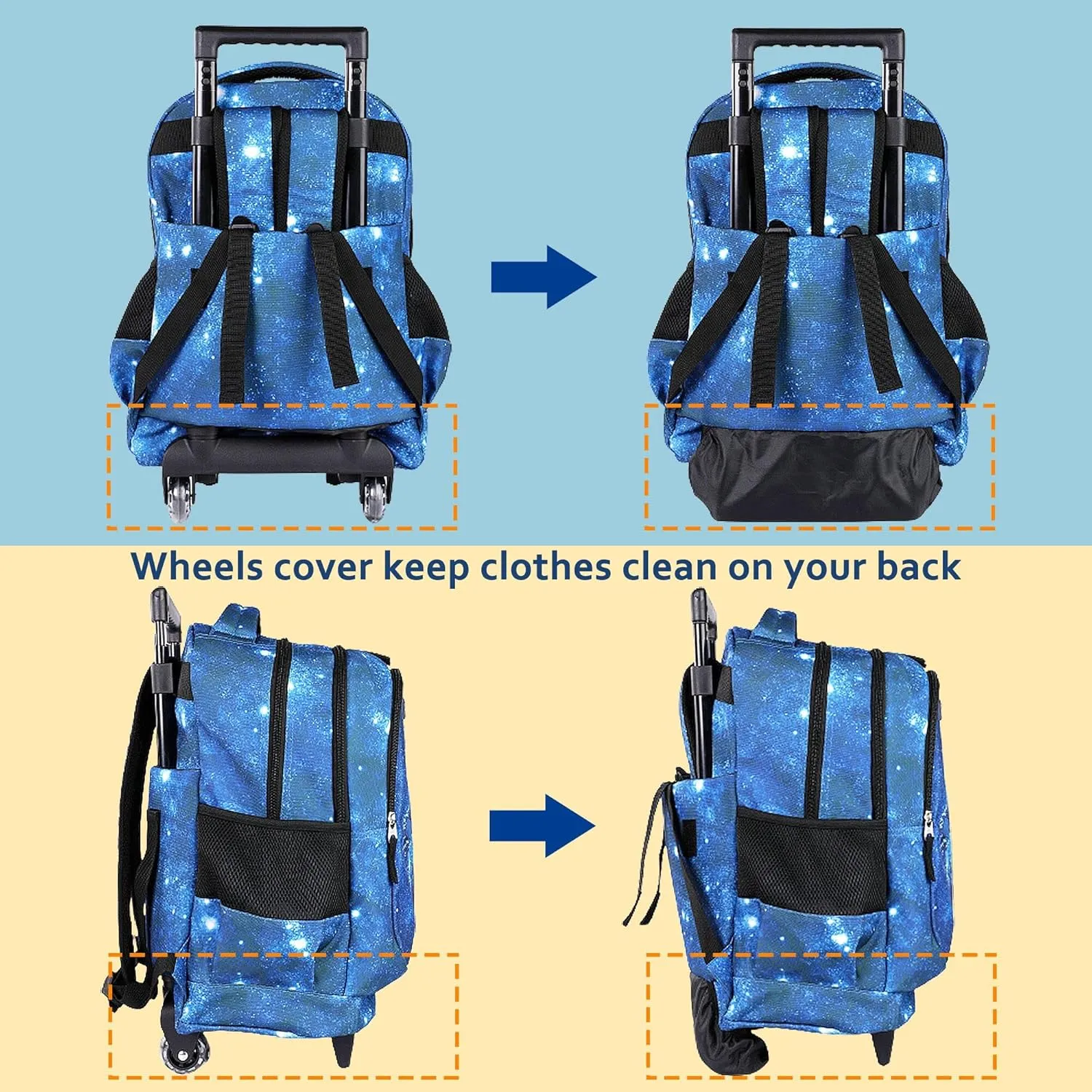Seastig Kids Wheeled Backpack - 18in Double Handle with Wheels