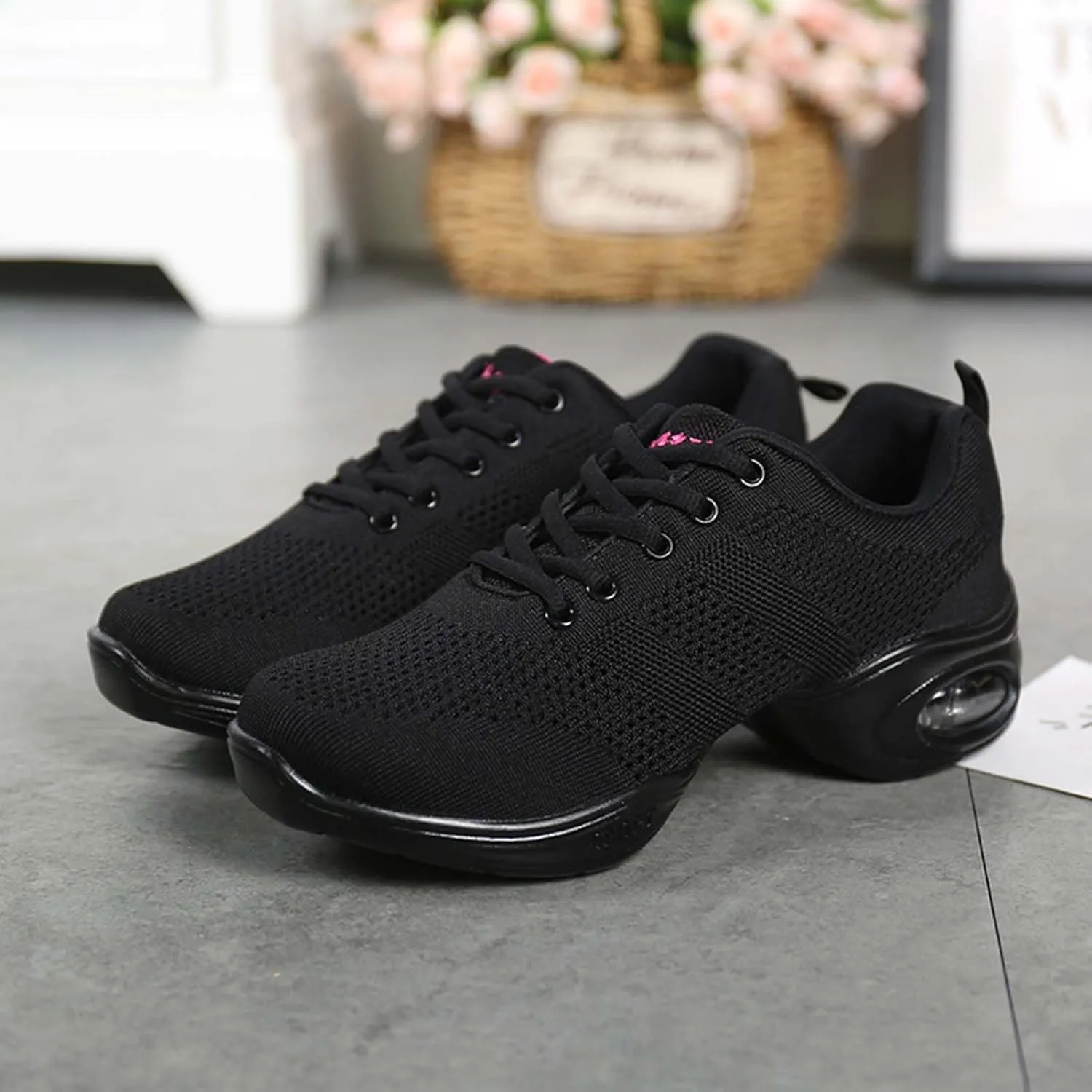 SECHRITE Womens Mens Jazz Dance Sneakers Lace Up Split Sole Dance Shoes