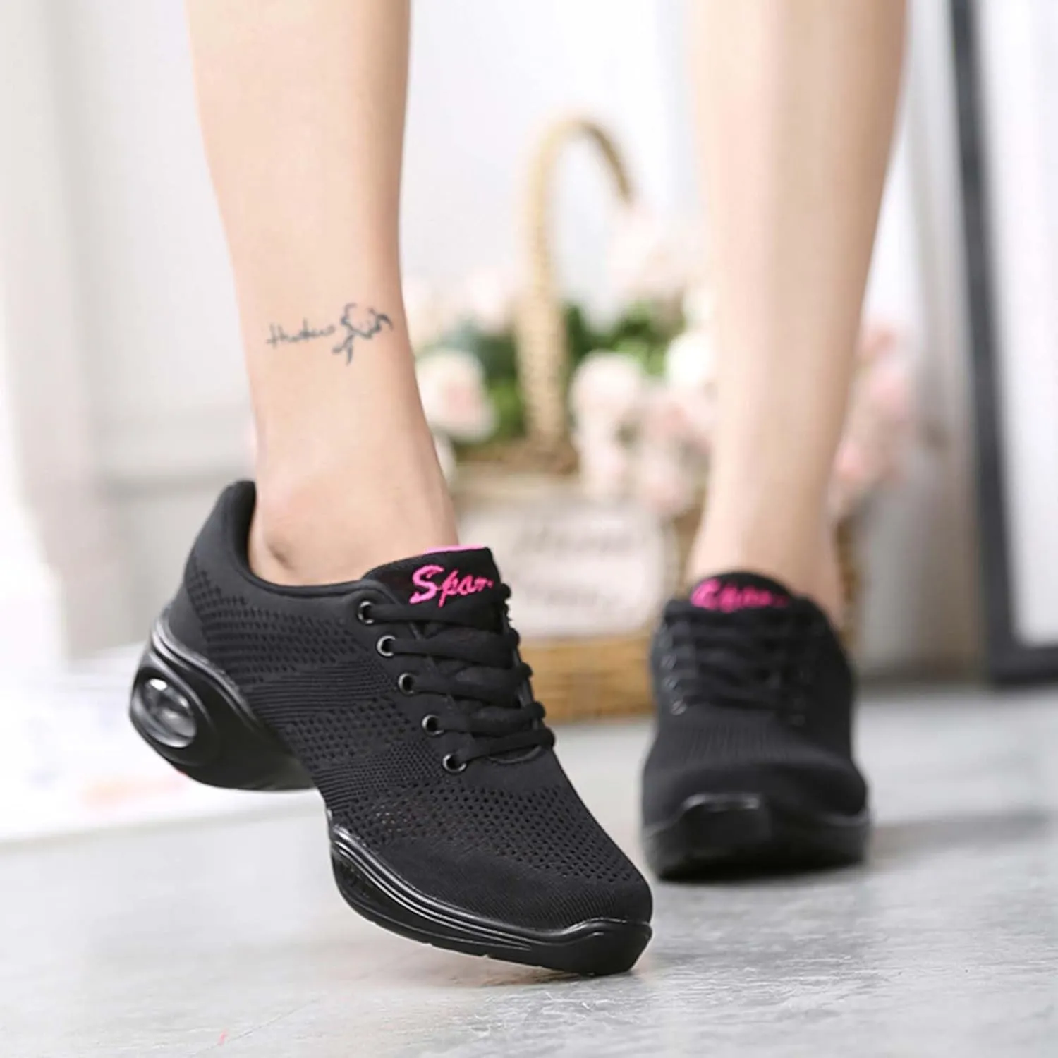 SECHRITE Womens Mens Jazz Dance Sneakers Lace Up Split Sole Dance Shoes