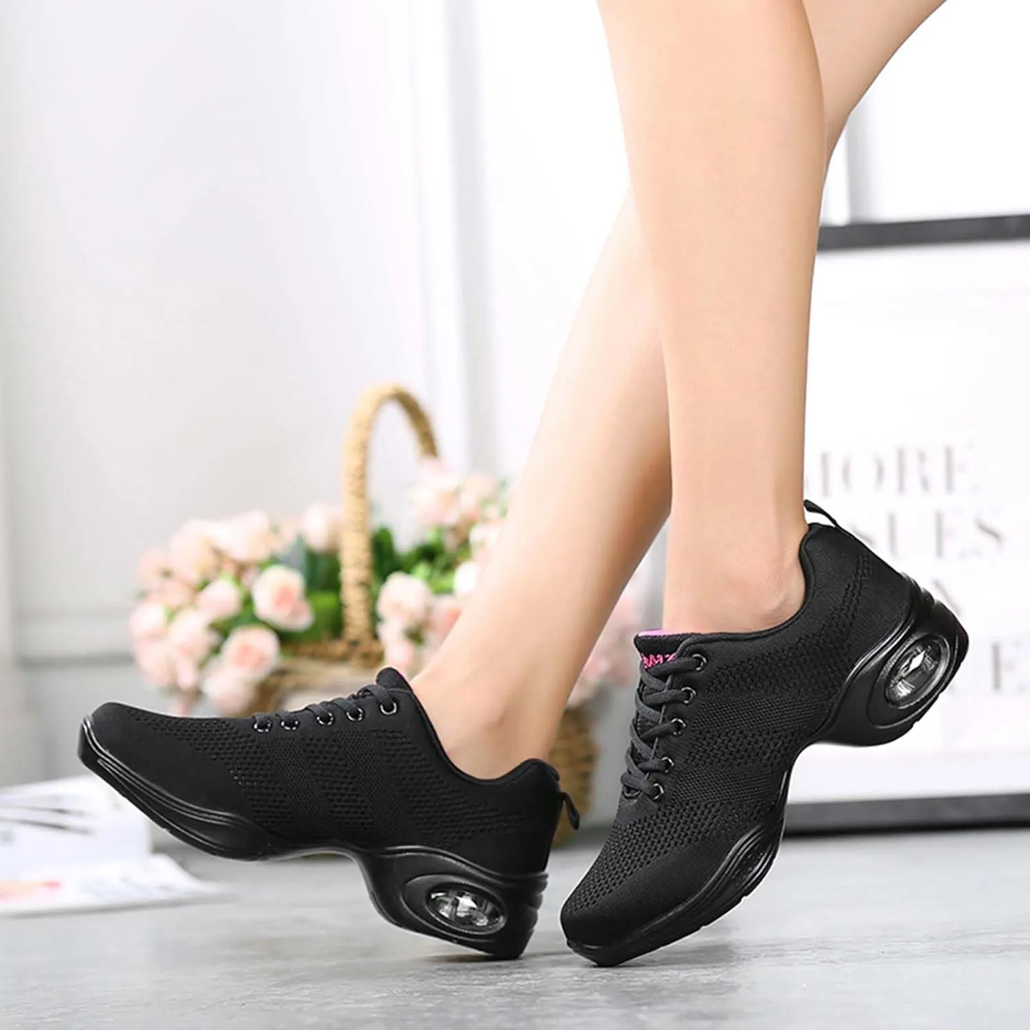 SECHRITE Womens Mens Jazz Dance Sneakers Lace Up Split Sole Dance Shoes