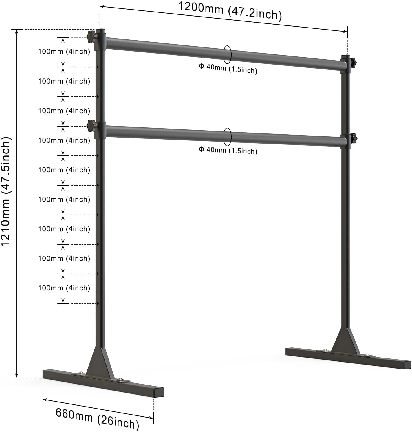 SELEWARE Height Adjustable Ballet Barre Freestanding Ballet Bar Heavy Duty Dance Bar Support Barre Movements Body Stretch Pull-ups, Sturdy Construction Never Fall Apart, Anti-Slip