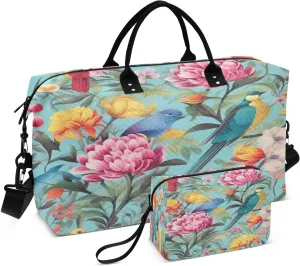 senya Travel Duffle Bag Weekender Bags Overnight Bag with Toiletry Bag Gym Duffel Bag Blue Yellow Hummingbird for Travel Business Trips Sport