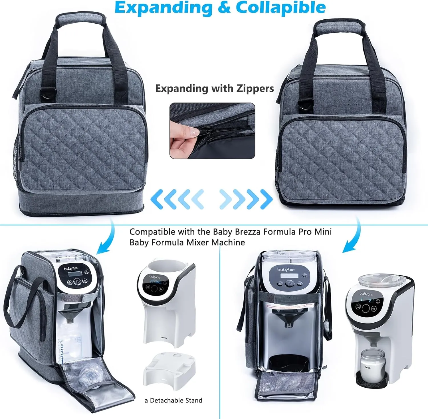 SFYBYHEART Carrying Case Compatible with Baby Brezza Formula Pro Mini Baby Formula Mixer Machine Carrying Bag - Baby Formula Mixer Travel Bag with Pockets for Baby Essential, Pumps, Baby Bottles