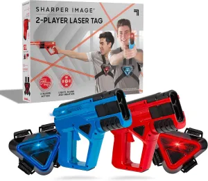 Sharper Image Laser Tag Set, 2-Pack of Blaster Guns & Armor Vests, Safe for Kids & Adults, Indoor & Outdoor Battle Game, Multiplayer Team Mode, Fun Party Activity, Cool Electronic Toy Gift, Ages 8 