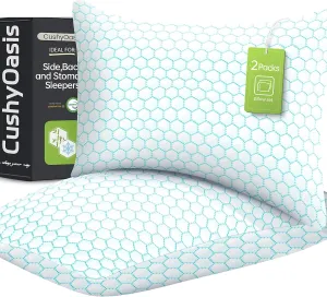 Shredded Memory Foam Pillow for Sleeping, Cooling Bed Pillows Set of 2, Adjustable Pillows for Side, Back, Stomach Sleepers with Washable Pillowcase (King Size, Blue)