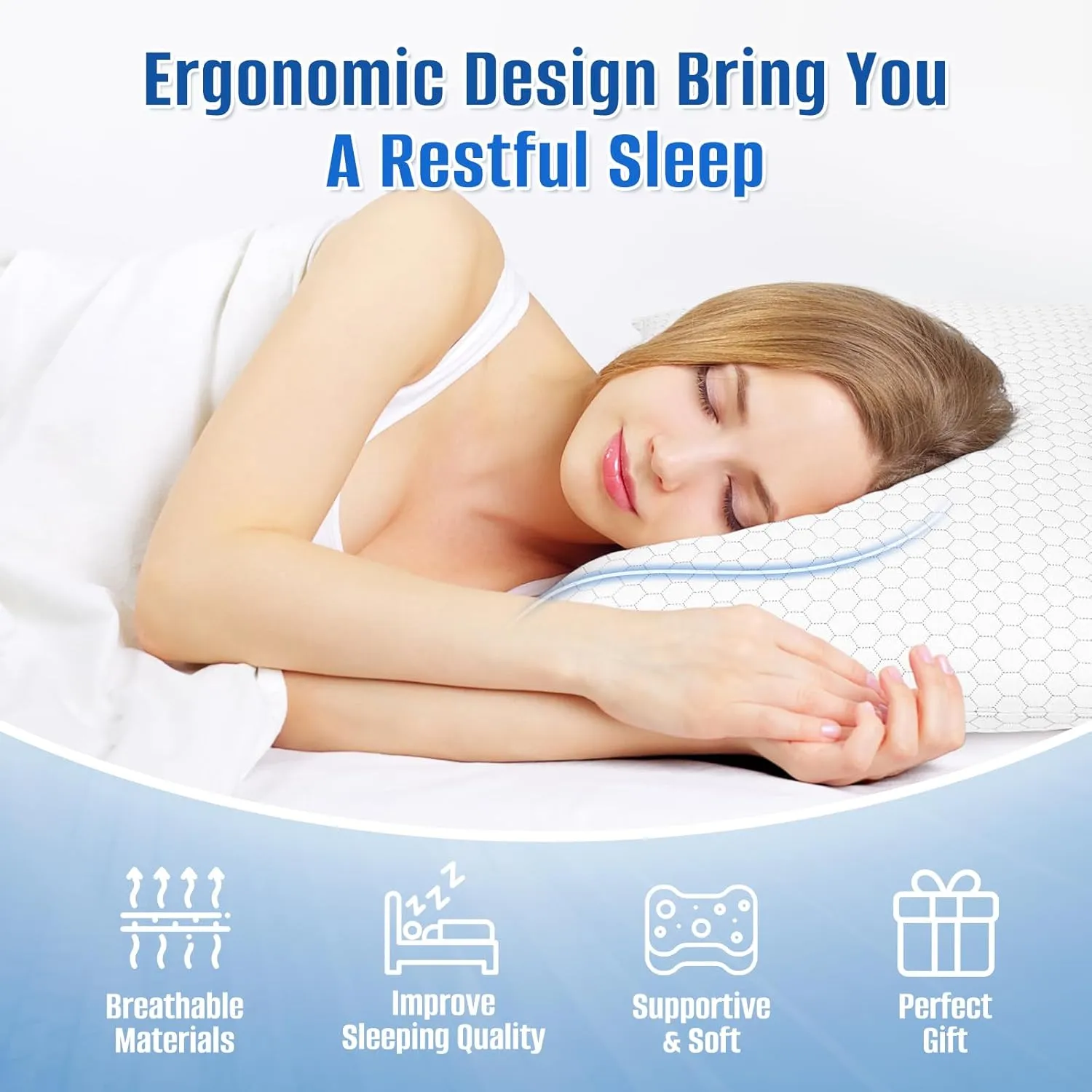 Shredded Memory Foam Pillow for Sleeping, Cooling Bed Pillows Set of 2, Adjustable Pillows for Side, Back, Stomach Sleepers with Washable Pillowcase (King Size, Grey)