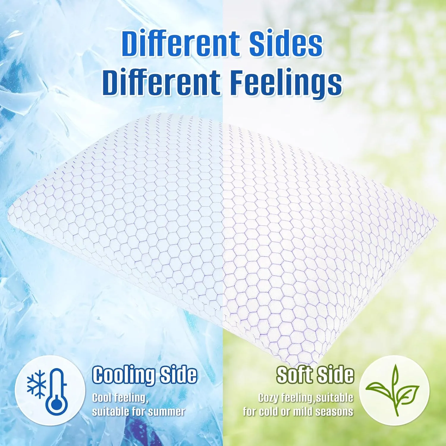 Shredded Memory Foam Pillow for Sleeping, Cooling Bed Pillows Set of 2, Adjustable Pillows for Side, Back, Stomach Sleepers with Washable Pillowcase (King Size)