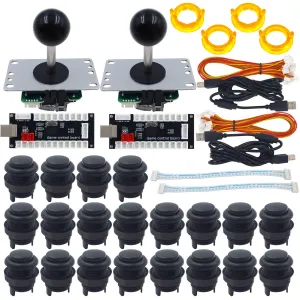 SJ@JX 2 Player Arcade Game DIY Kit Arcade Matt Frosted Black Button Twins USB Encoder Zero Delay 4&8 Way Arcade Fighting Joystick Controller for PC MAME Respberry Pi Retropie