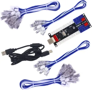 SJ@JX 2 Player Arcade USB Encoder Board Zero Delay Game Controller DIY Kit 20x Button Cable 2x Joystick Cable for Retro Pie PC MAME Raspberry Pi