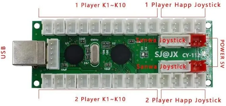 SJJX 2 Players Arcade Game DIY Kit USB Encoder Controller Button Joystick For Retro Pie Raspberry Pi MAME PC