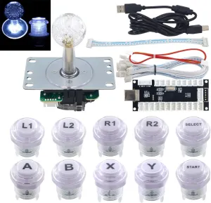 SJ@JX Arcade Game LED DIY Kit Mechanical Keyboard Switch Arcade LED Button LED Joystick Controller Zero Delay USB Encoder for PC MAME Retropie JAMMA