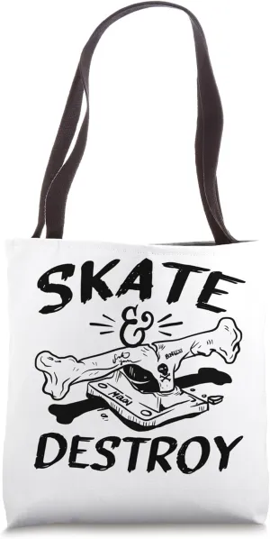 Skate & Destroy Skateboarding Tattoo Art Tote Bag