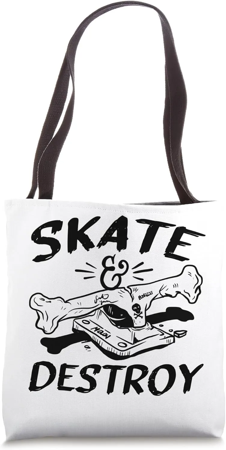 Skate & Destroy Skateboarding Tattoo Art Tote Bag