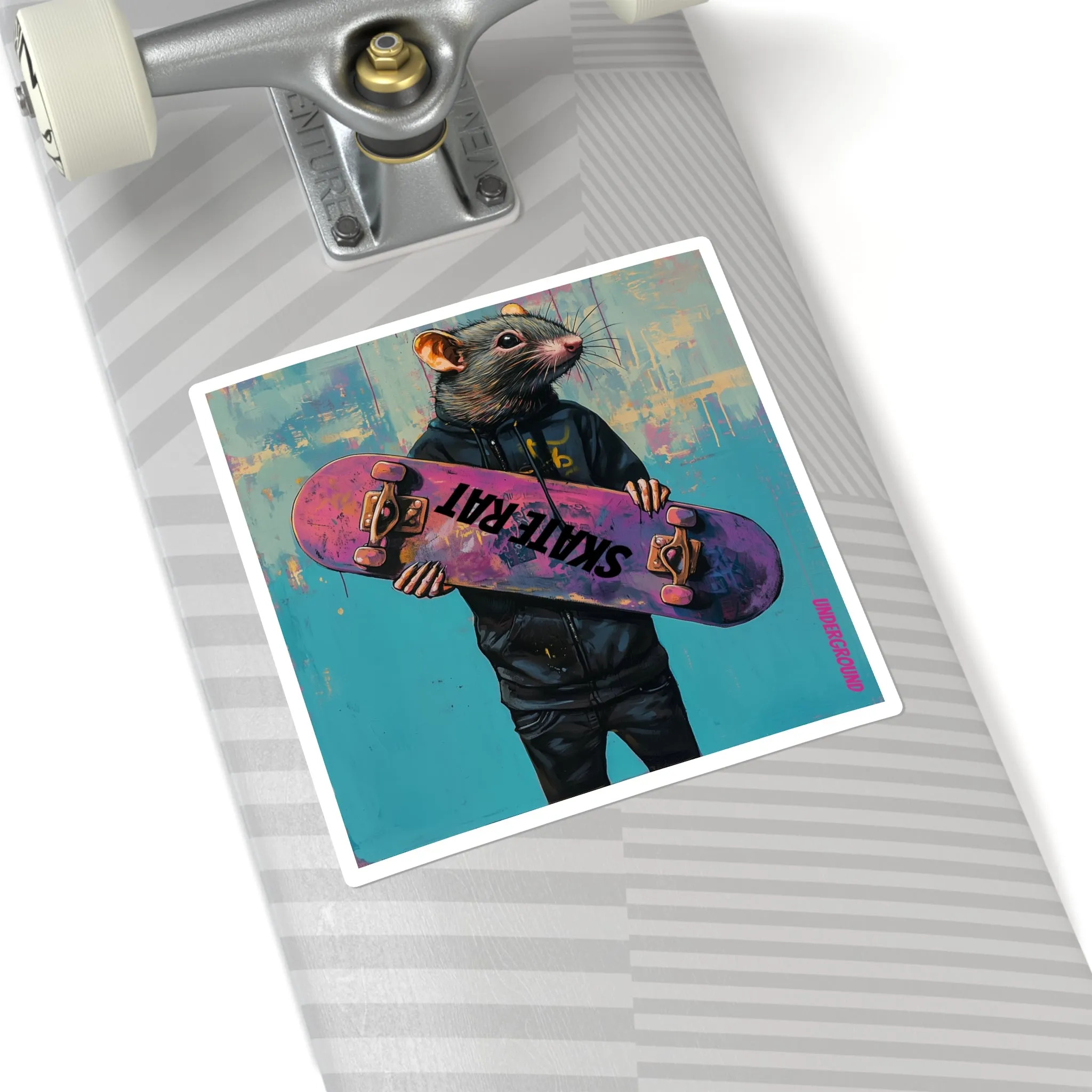 Skate Rat In the Hoodie Sticker - City Skateboarding Art