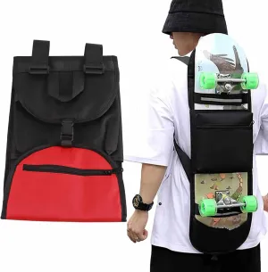 Skateboard Backpack Bag, Foldable Carrier Travel Skateboard Bag Regular Skateboard Longboard Bag Adjustable Shoulder Straps for Electric Skateboard Universal Street Trend Girls and Boys