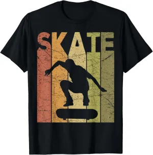 Skateboard Retro Skateboarding Lover Designs Unisex-Adults & Kids V-Neck T-Shirt Black Small Retro Skateboard Graphic T-Shirt