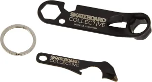 Skateboard Tune Up Kit by Collective, Universal Skate Tool With Kingpin, Axle Nut & Hardware Wrenches, Bottle Opener, Griptape Blade & Phillips Screwdriver, Also Includes Keychain Can Tool