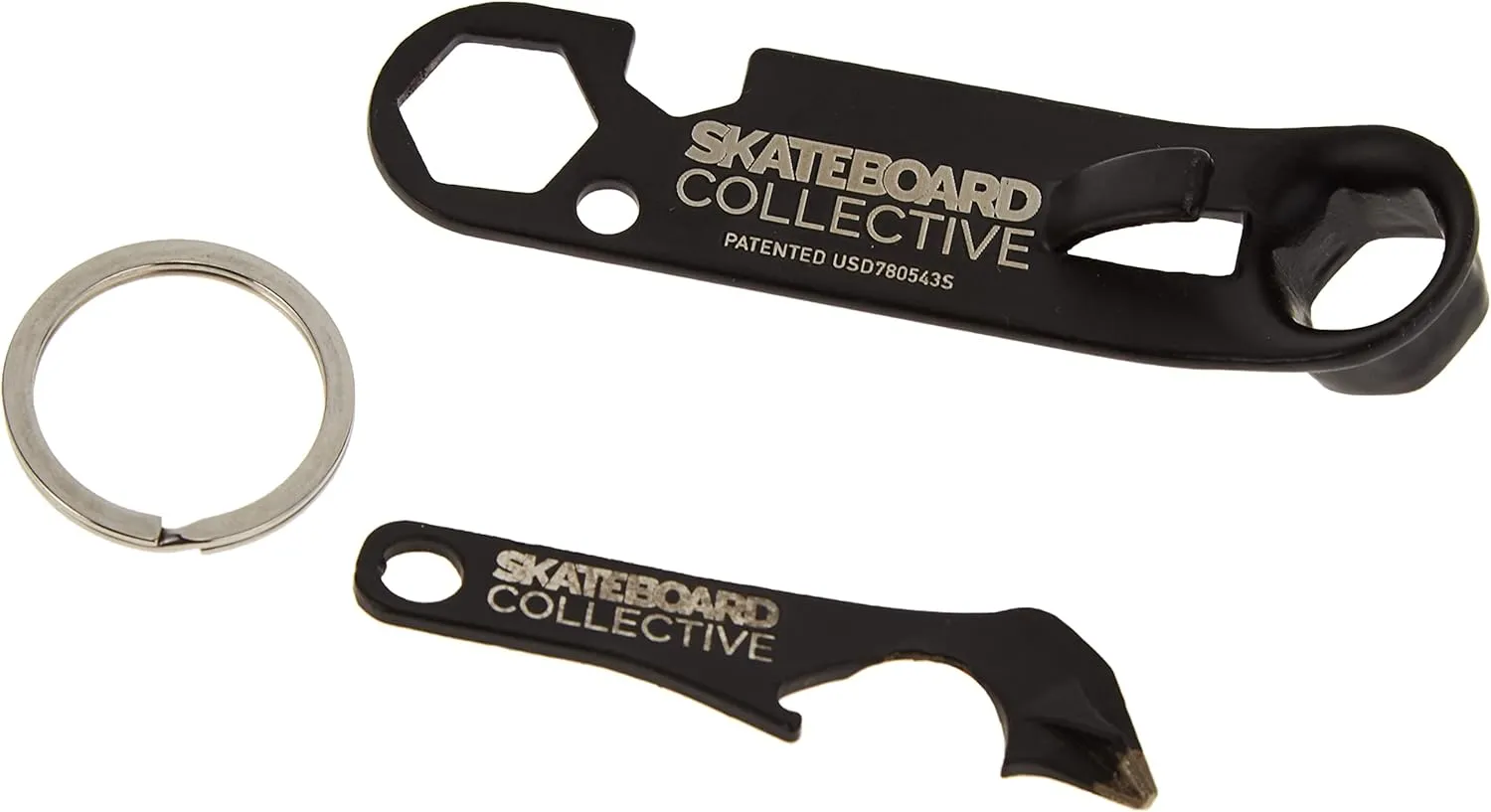 Skateboard Tune Up Kit by Collective, Universal Skate Tool With Kingpin, Axle Nut & Hardware Wrenches, Bottle Opener, Griptape Blade & Phillips Screwdriver, Also Includes Keychain Can Tool