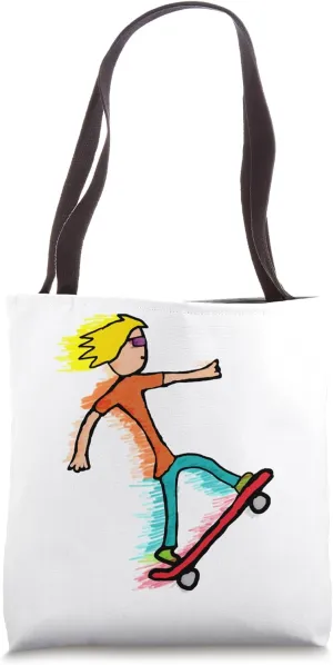 Skateboarding Stickman Skateboard Tote Bag