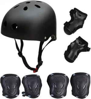 Skateboard/Skate Protection Pads Set with Helmet-SymbolLife Helmet with 6pcs Elbow Knee Wrist Pads for Kids Youths BMX/Cycling/Rollerblading for Head M (20.5-22.4 inch) Black