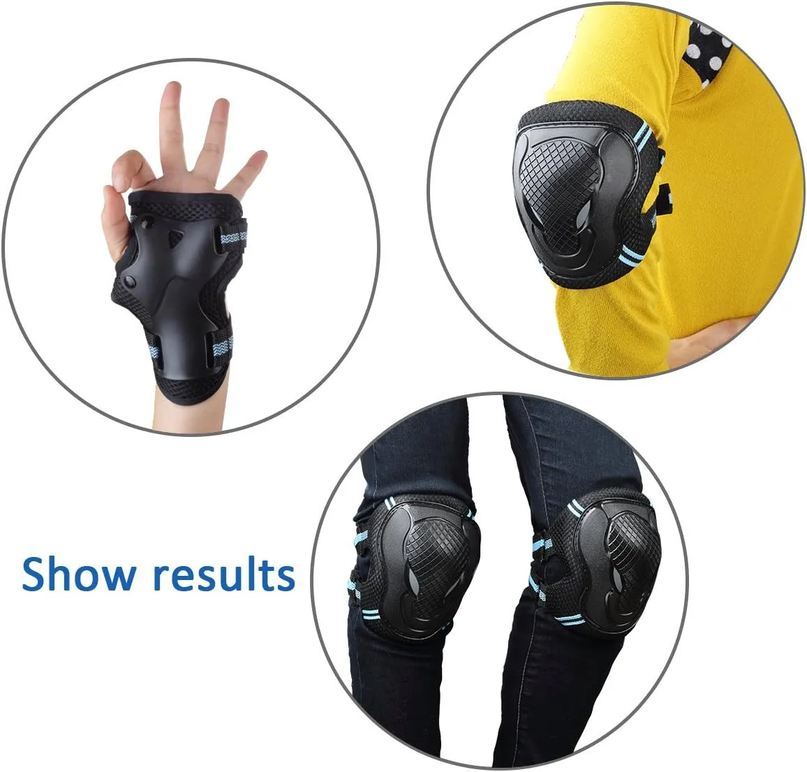 Skateboard/Skate Protection Pads Set with Helmet-SymbolLife Helmet with 6pcs Elbow Knee Wrist Pads for Kids Youths BMX/Cycling/Rollerblading for Head M (20.5-22.4 inch) Black