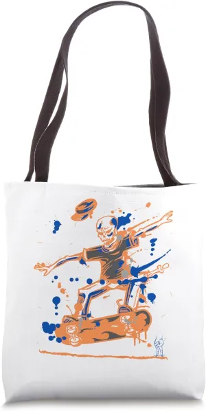 Skater Retro Skateboarding Skeleton Skater Vintage Style Tote Bag