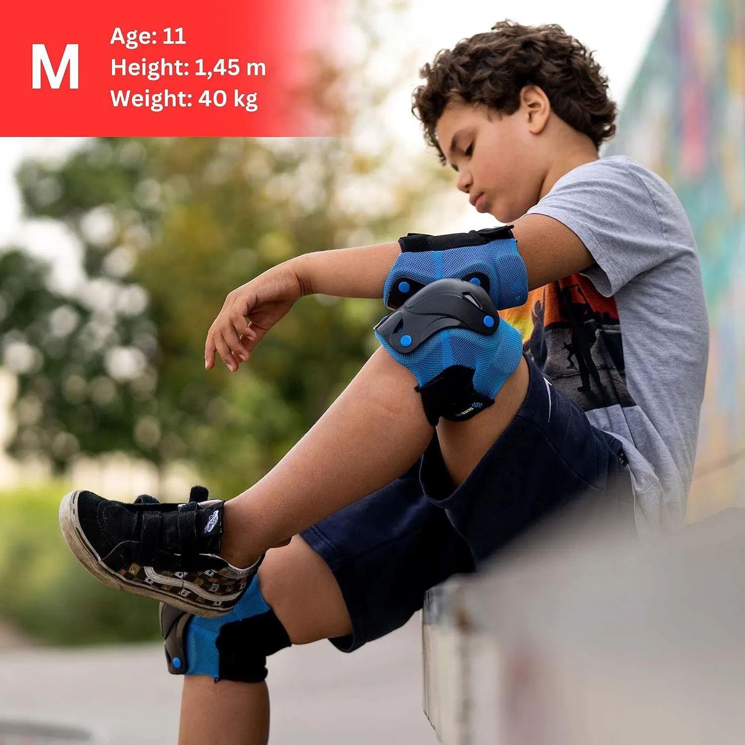 SKATEWIZ Skate Pads - Knee and Elbow Pads & Wrist Guards for Roller Skating [6pc] Skating Protective Gear Adult and Kids - Roller Skate Pads