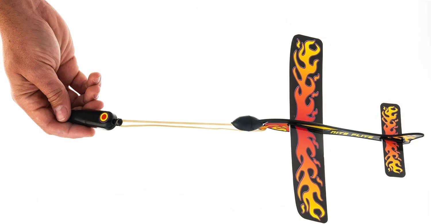 Slingshot Plane Glider w/Rubber Band Launcher (12 Planes) Flying Paper Foam Airplanes for Kids, Boys Toys. Outdoor Backyard Games & Activities. Bulk Birthday Party Favors. 2340-12p