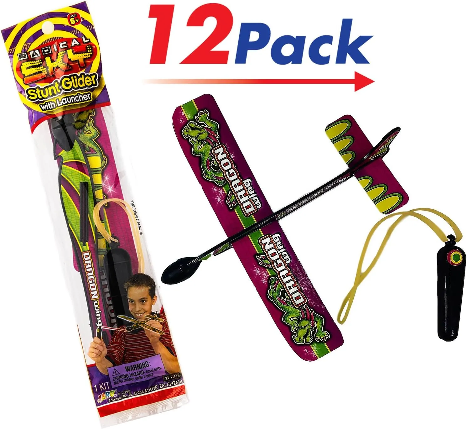 Slingshot Plane Glider w/Rubber Band Launcher (12 Planes) Flying Paper Foam Airplanes for Kids, Boys Toys. Outdoor Backyard Games & Activities. Bulk Birthday Party Favors. 2340-12p