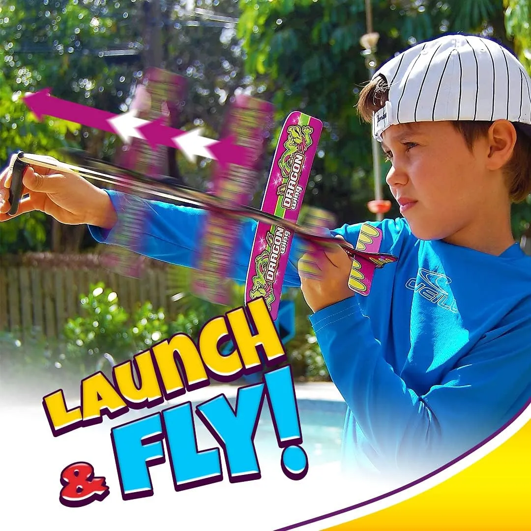 Slingshot Plane Glider w/Rubber Band Launcher (12 Planes) Flying Paper Foam Airplanes for Kids, Boys Toys. Outdoor Backyard Games & Activities. Bulk Birthday Party Favors. 2340-12p