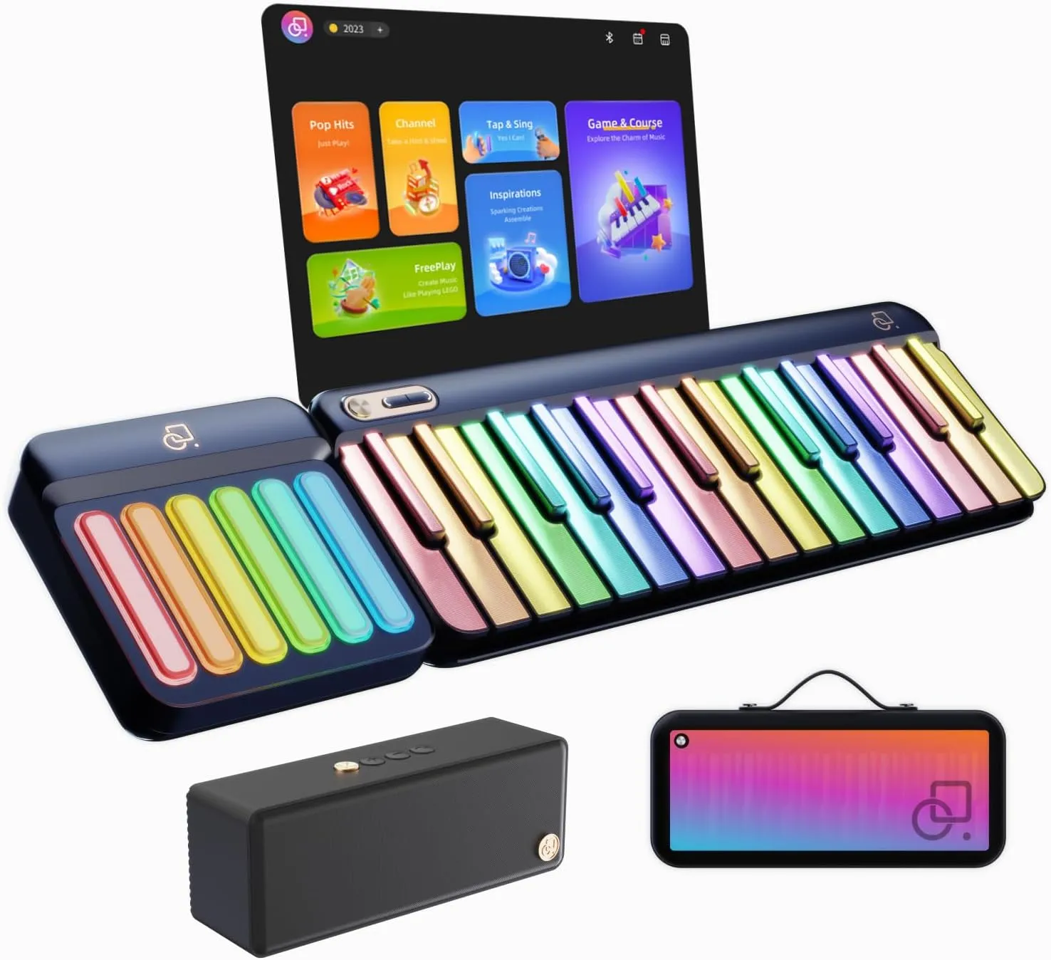 Smart Piano Keyboard with Speaker, Rainbow Lighting Keys, Beginner Lessons, 256 Tones, 100  Chords, MIDI Controller, Sustain Pedal Jack, and Electric Keyboard Piano Audio Input